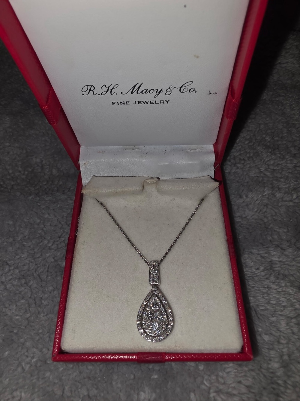 Silver Teardrop Halo Pendant Necklace